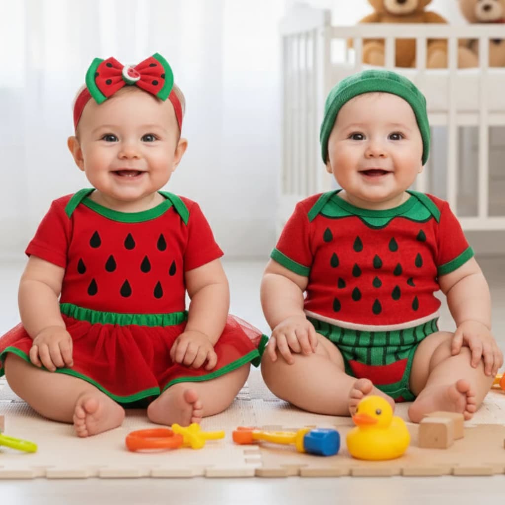 Body Bebê De Frutinha Melancia Com Touca - Look Frutinha para Bebês, Tamanhos P ao G