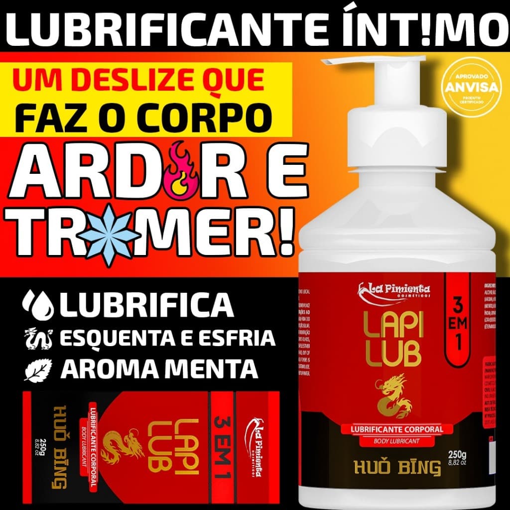 GEL LUBRIFICANTE QUE GELA E ESQUENTA A PELE LAP LUB 3 EM 1 HUO BING
