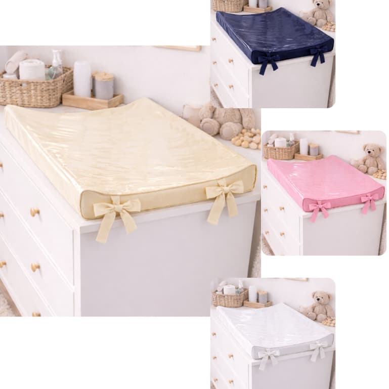 Trocador de Fralda Anatômico Luxo De Cômoda Para Bebe 55x40cm Plastificado Capa Removível Cores Azul Rosa Branco Palha