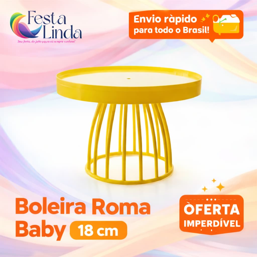 BOLEIRA ROMA BABY 18 CM para bolos doces, festa e decoração