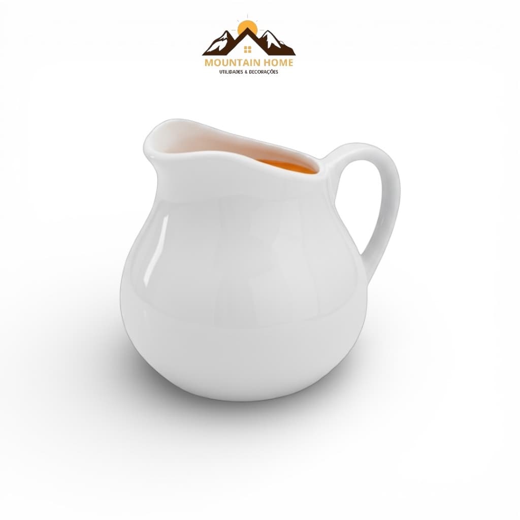 Jarra Leiteira de Porcelana Branca 750ml – Anatômica com Alça Cozinha Mesa Posta