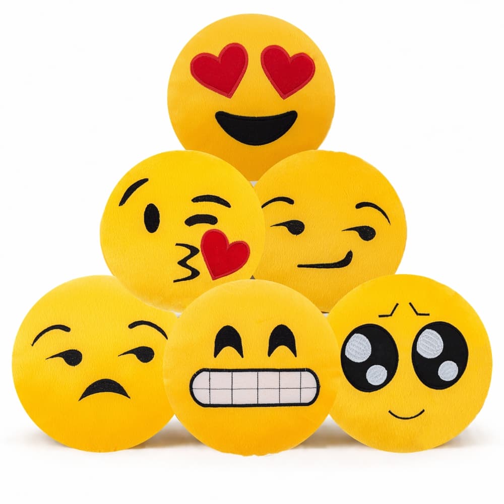 Almofada Emoji De Pelúcia Bordado Com Zíper 28X28 CM