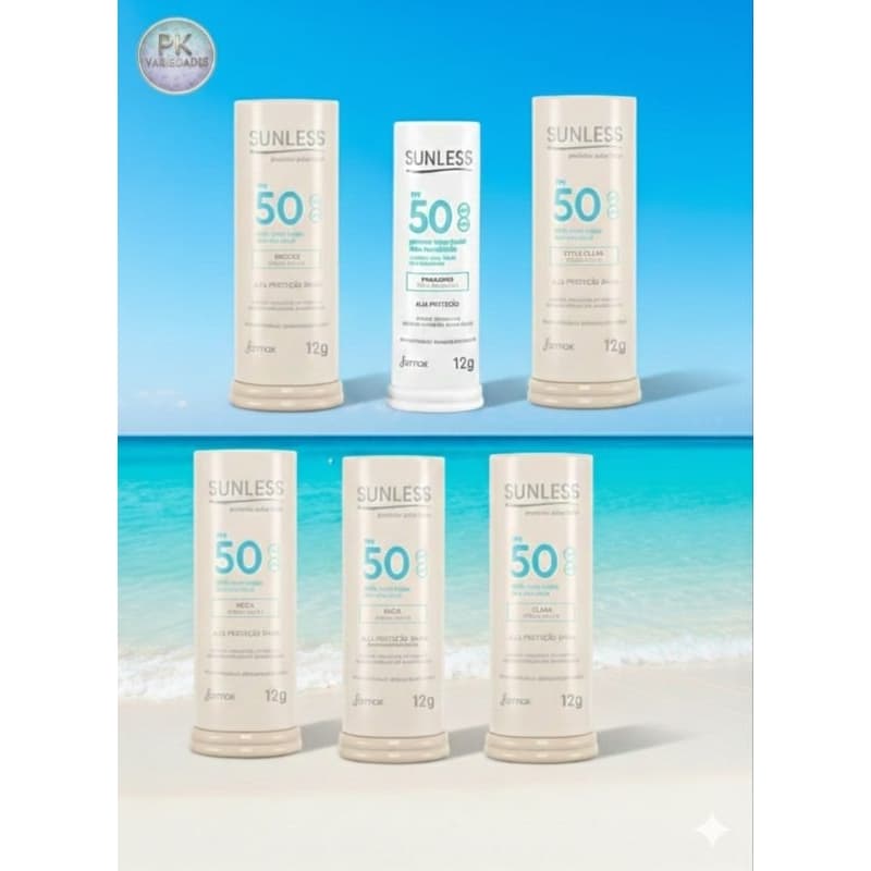 PROTETOR SOLAR SUNLESS STICK COM BASE FPS 50 12G (ESCOLHA O SEU)