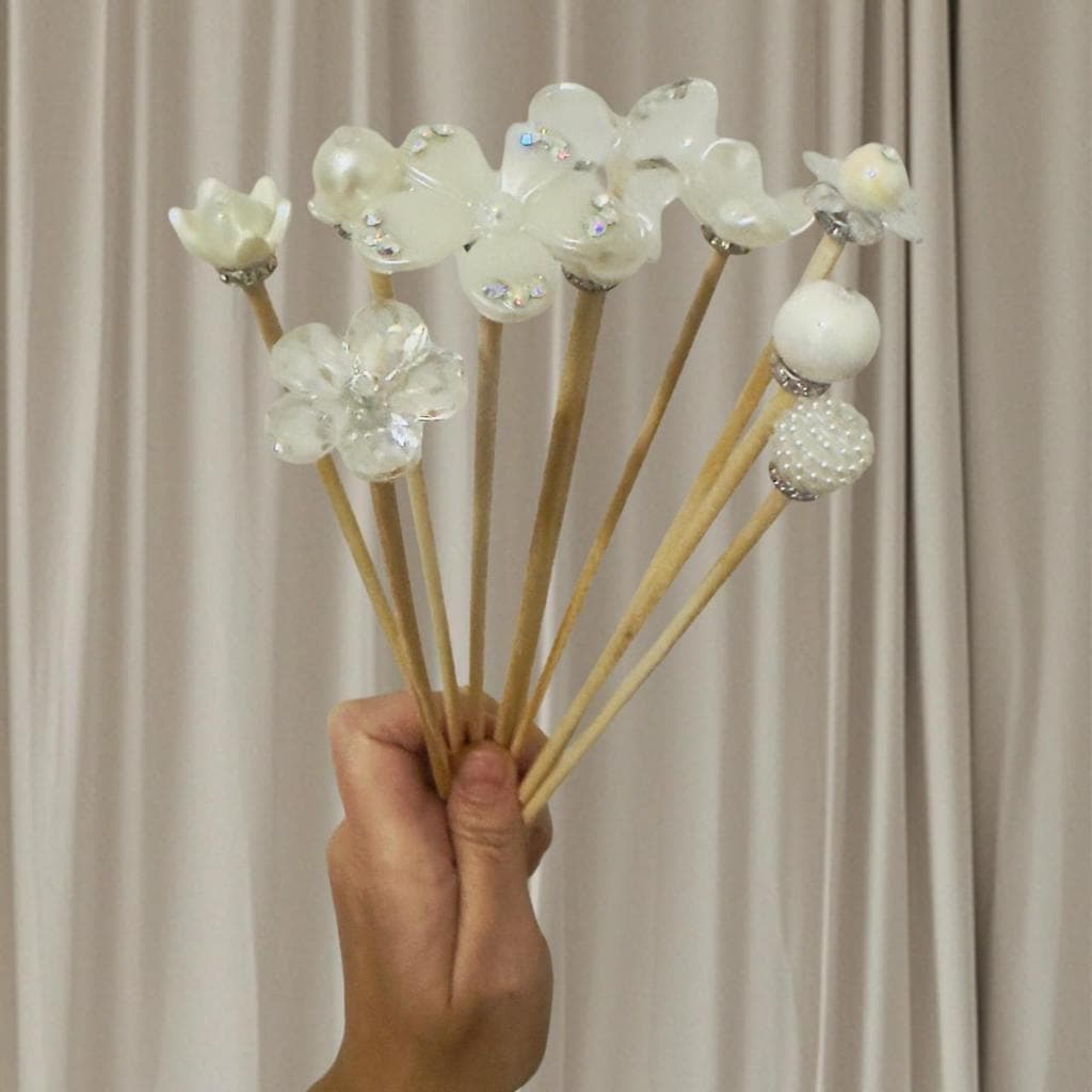 Kit 15 Varetas luxo - 10 decoradas + 5 naturais - para Difusor de ambiente