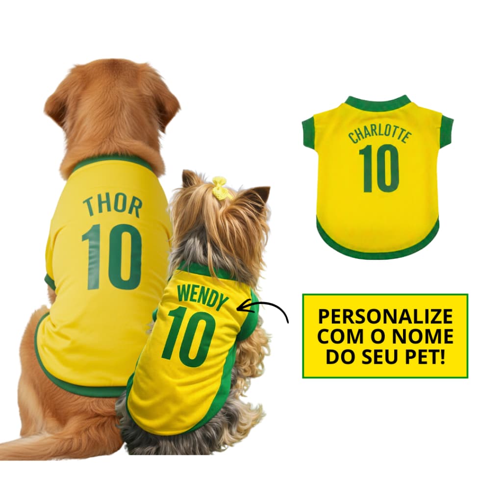 ROUPINHA PET DA COPA PERSONALIZADA, CAMISETA DO BRASIL