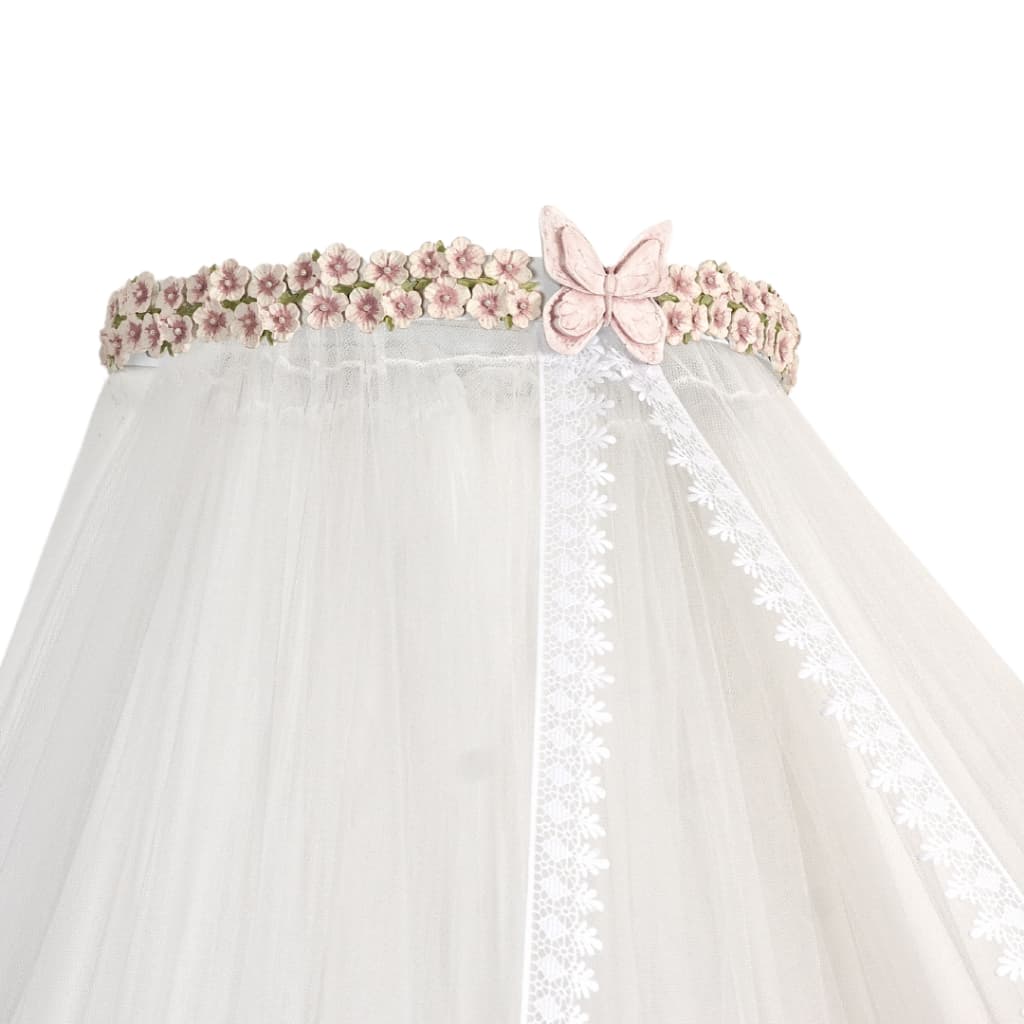 Dossel flores em resina com mosquiteiro tule para berço