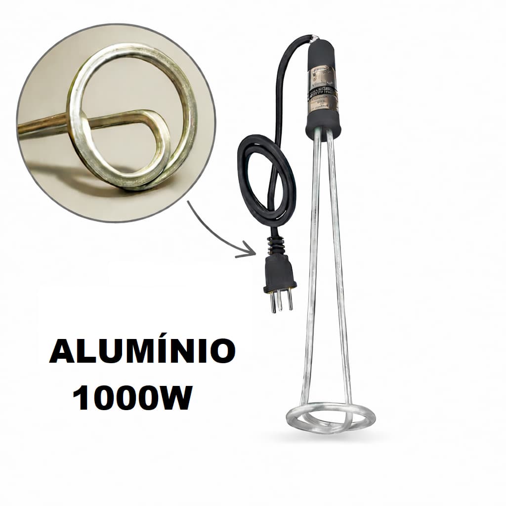 Ebulidor 1000W Mergulhão Fervedor Rabo Quente – Aquece Água Rápido, Portátil Café, Chá, Leite, Pratico, Economico.