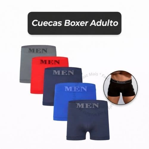 Kit 5 Cuecas Boxer Microfibra Adulto Premium