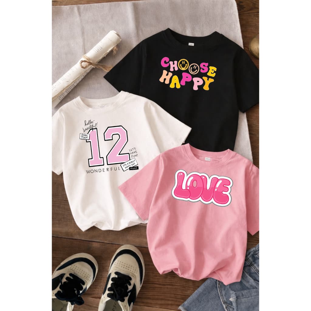 Kit 3 Camisa Infantil Choose Menina Blusinha Feminina Básica de Algodão