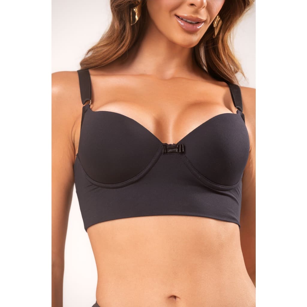 Sutiã Cropped Feminino Reforçado Com Bojo Pala Larga Alta Sustentação com Alça Regulável