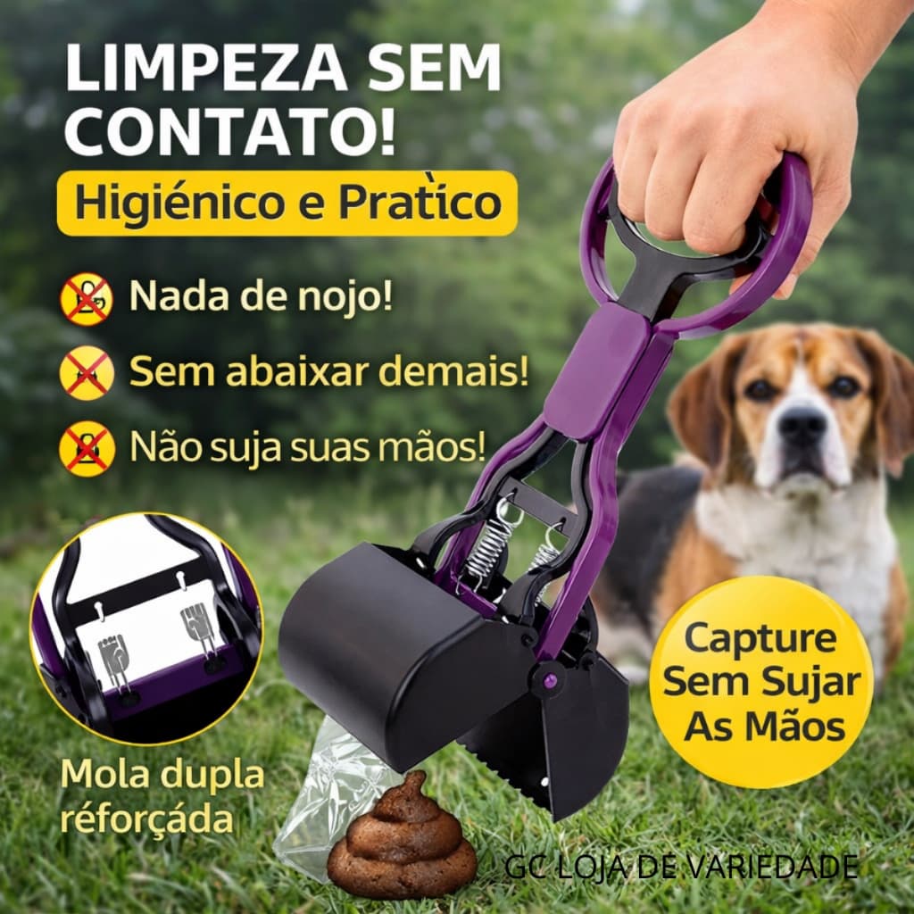 Coletor de Fezes Pet  Pá Suporte   Pegador Higiênico  Limpeza Sem Contato  Para Cães Grandes e Pequeno Cata Caca Pá