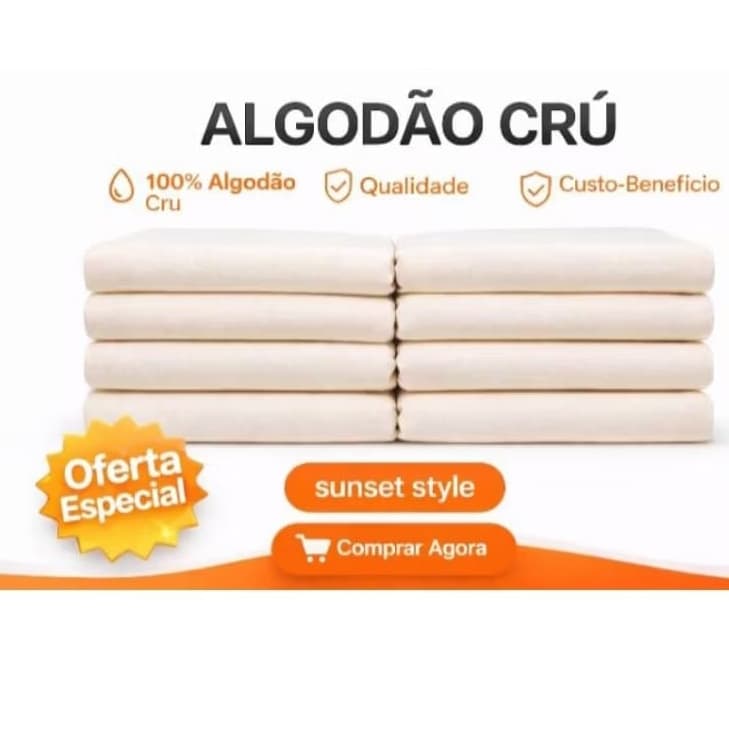 Tecido Algodão Cru 100% Natural | 0,5 a 2 Metros | Largura 1,75m | Encorpado para Costura, Artesanato e Decoração
