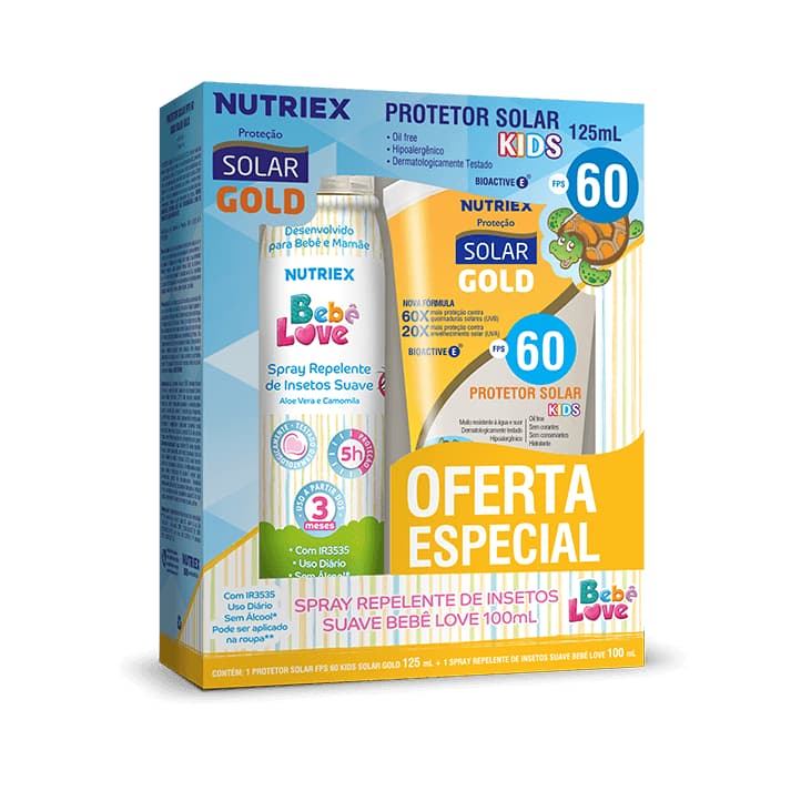 Kit Protetor Solar Sunday Kids FPS60 125ml + Spray Repelente Bebê Love 100ml