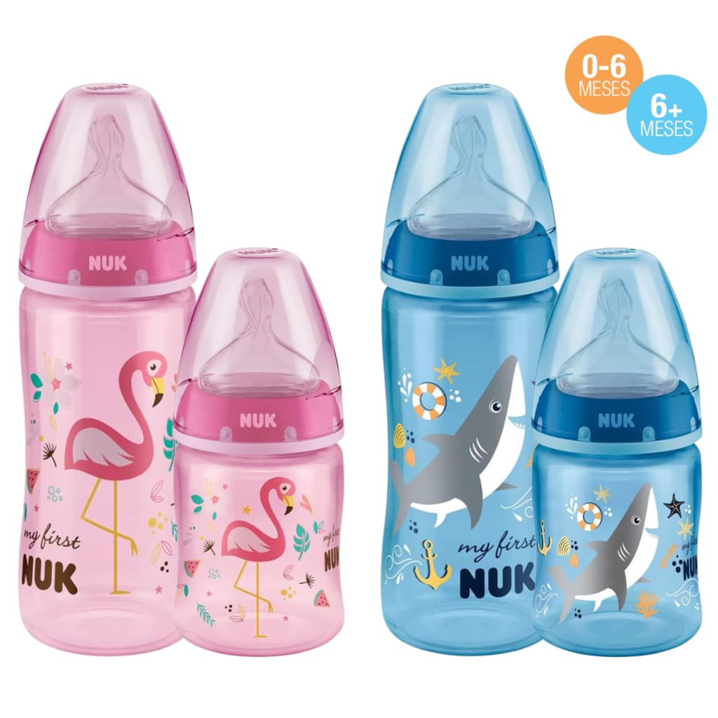 Kit 2 Mamadeiras NUK My First 150/300 Ml Bico Silicone Macio Air system First Choice