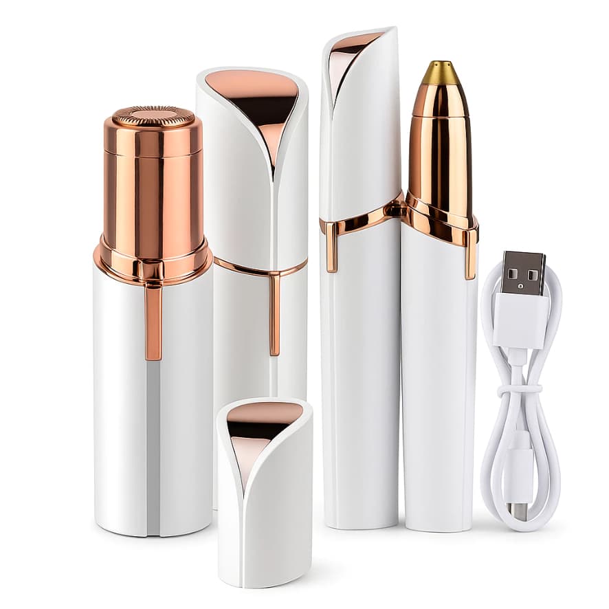 Kit 2 Depiladores Caneta Batom Portátil Indolor Tira Pelos Elétrico Rosto Nariz Sobrancelha