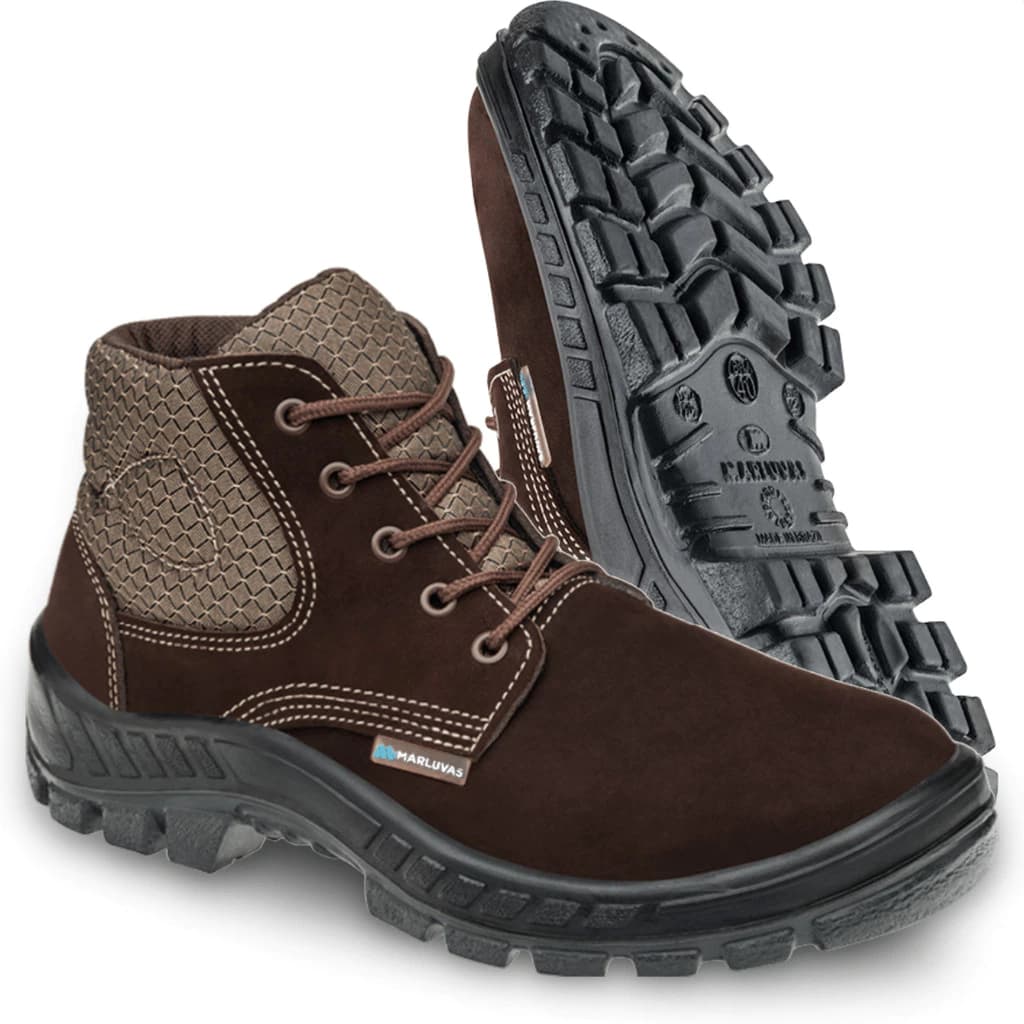 Bota de Segurança em Couro Marluvas 50B26 Trekking Biqueira em Polipropileno Café