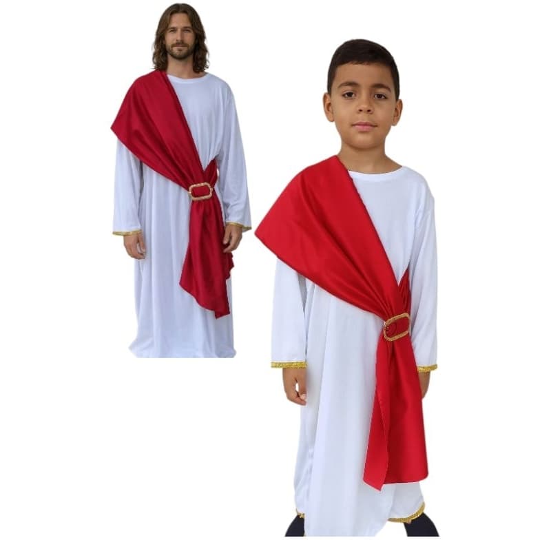 Fantasia de jesus, veste de jesus com Véu e fivela do infantil até plus size