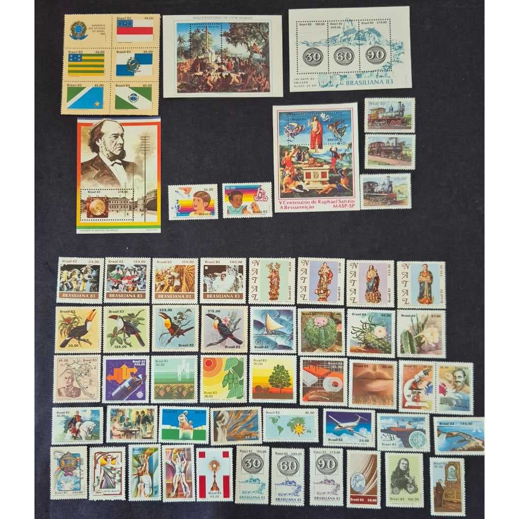 ANO COMPLETO DE SELOS DE 1983 - SELOS COMEMORATIVOS + BLOCOS NOVOS DO BRASIL. VER DESCRIÇÃO.