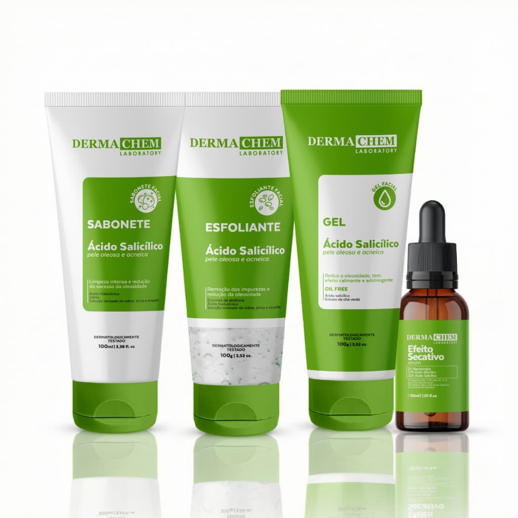 Kit Tratamento de Acne e Controle de Oleosidade Ácido Salicílico Completo com Sérum efeito Secativo