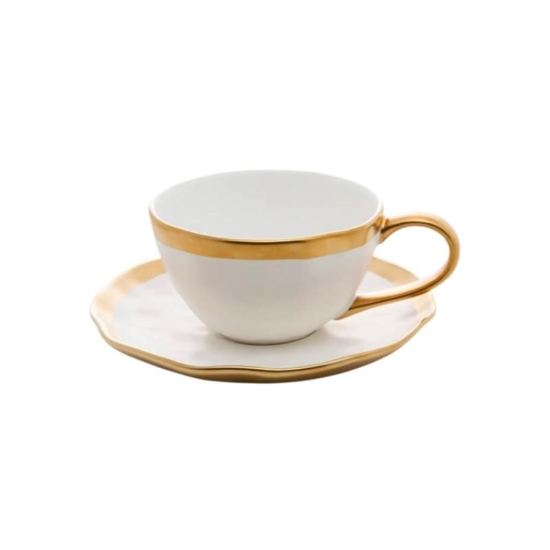 Xícara Dubai Para Café 90ml Porcelana Wolff Branca e Dourado