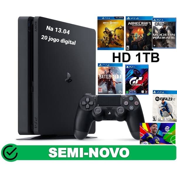 ps4 slim 1 controle 1tb 20 jogo digital
