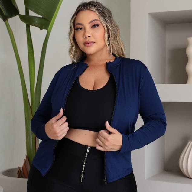 Casaco Feminino Leve UV Blusa Térmica com Zíper Plus Size Esporte