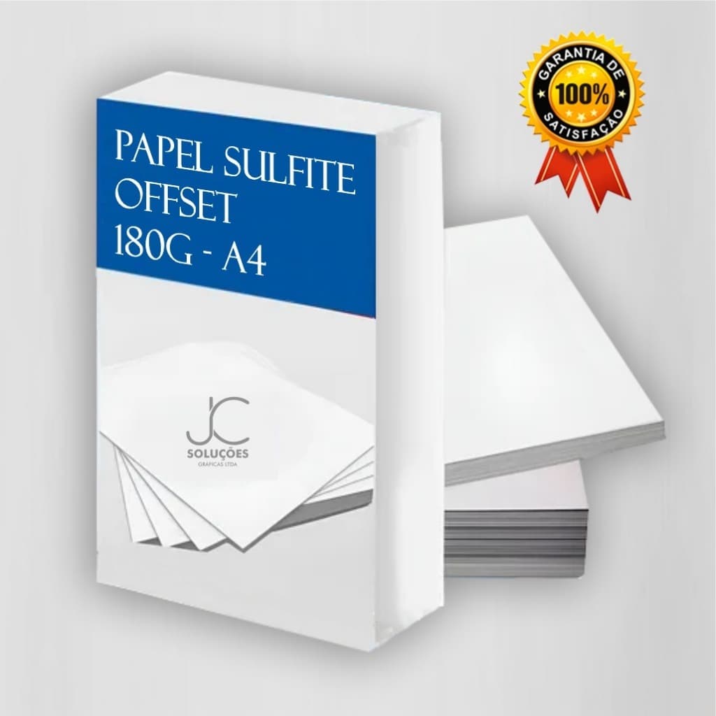 Papel Sulfite Offset 180g Premium Tamanho A4 com 250, 500 ou 1000 unidades.