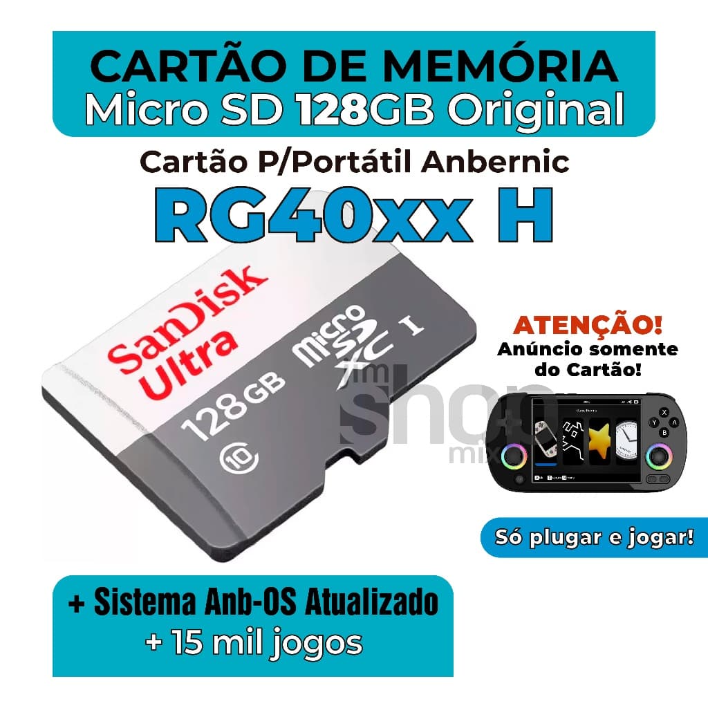 Cartão MicroSD Original Para Portátil Anbernic RG40xx-H +10mil jogos – Envio Imediato