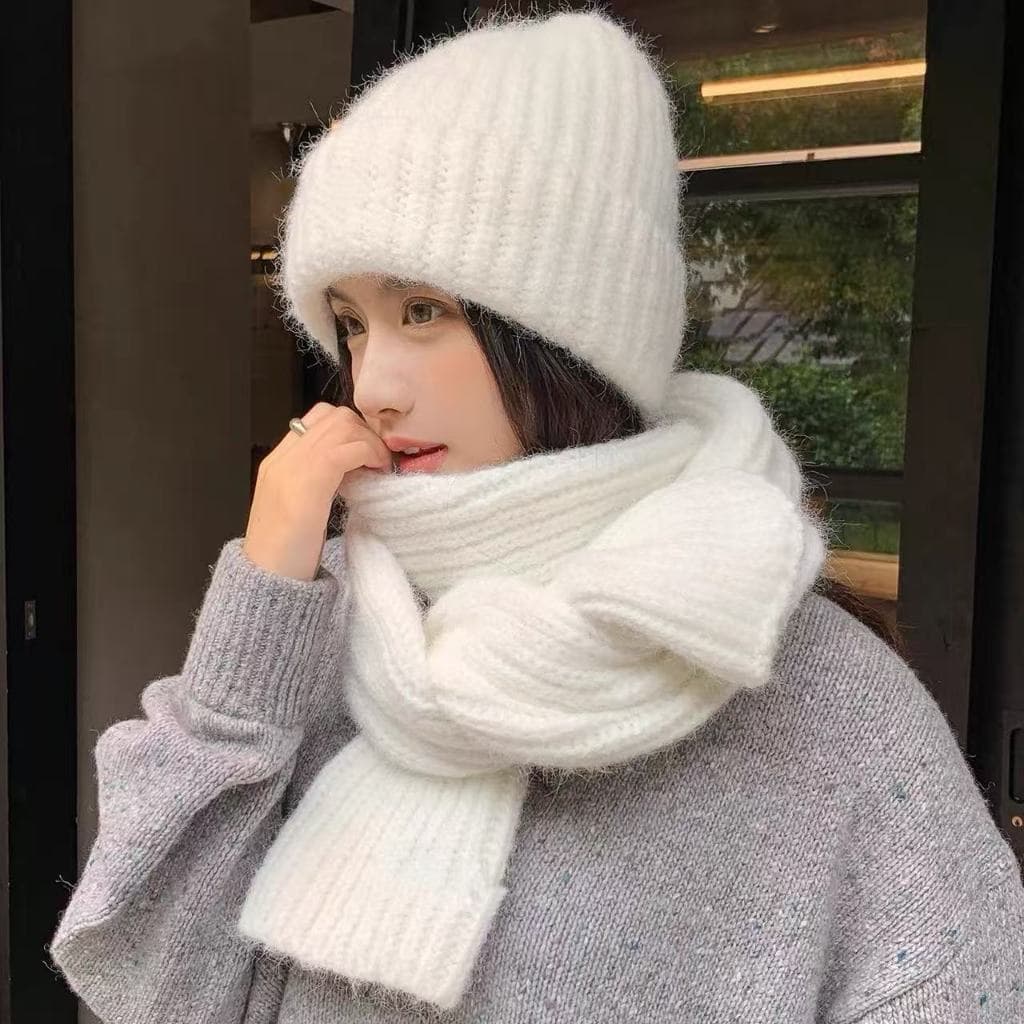 ABC Kit Conjunto Gola Cachecol e Gorro Touca De Lã Quentinho Inverno AcessóriosPOMPOM