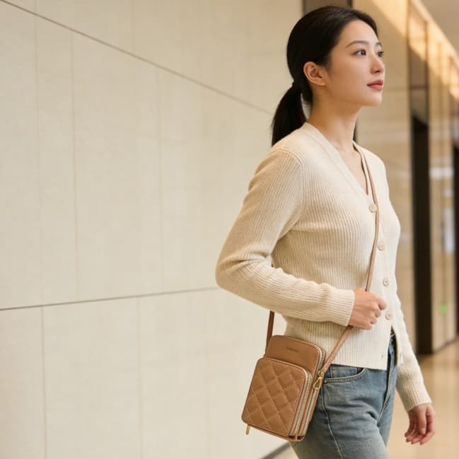 Bolsa transversal feminina moda feminina trabalho social porta celular com 2 divisorias SH008