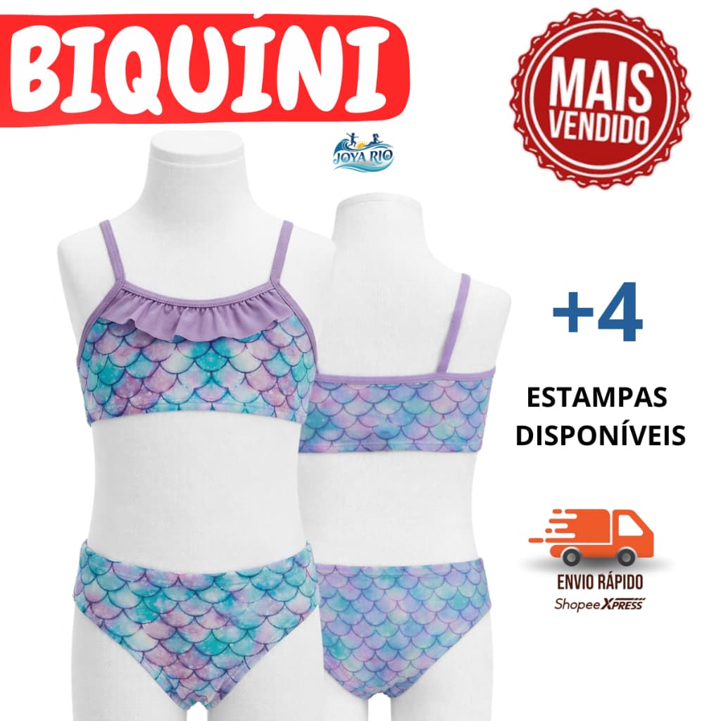 Biquíni Infantil/juvenil praia/piscina forrado meninas de 2 a 16 anos