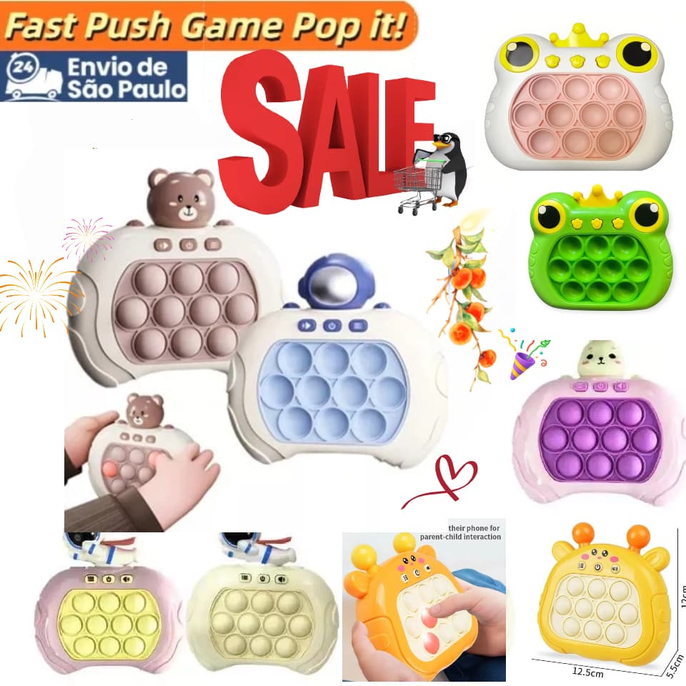 Brinquedo Anti-Stress Pop It Eletronico Brinquedo Bolhas De Empurrar Rápido Para Crianças e Adultos