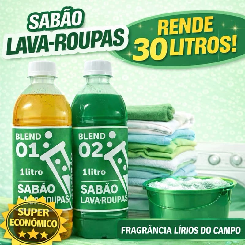 BLEND BASE SABAO LÍQUIDO VERDE LÍRIOS DO CAMPO 2X1LT CONCENTRADO - RENDE 30L