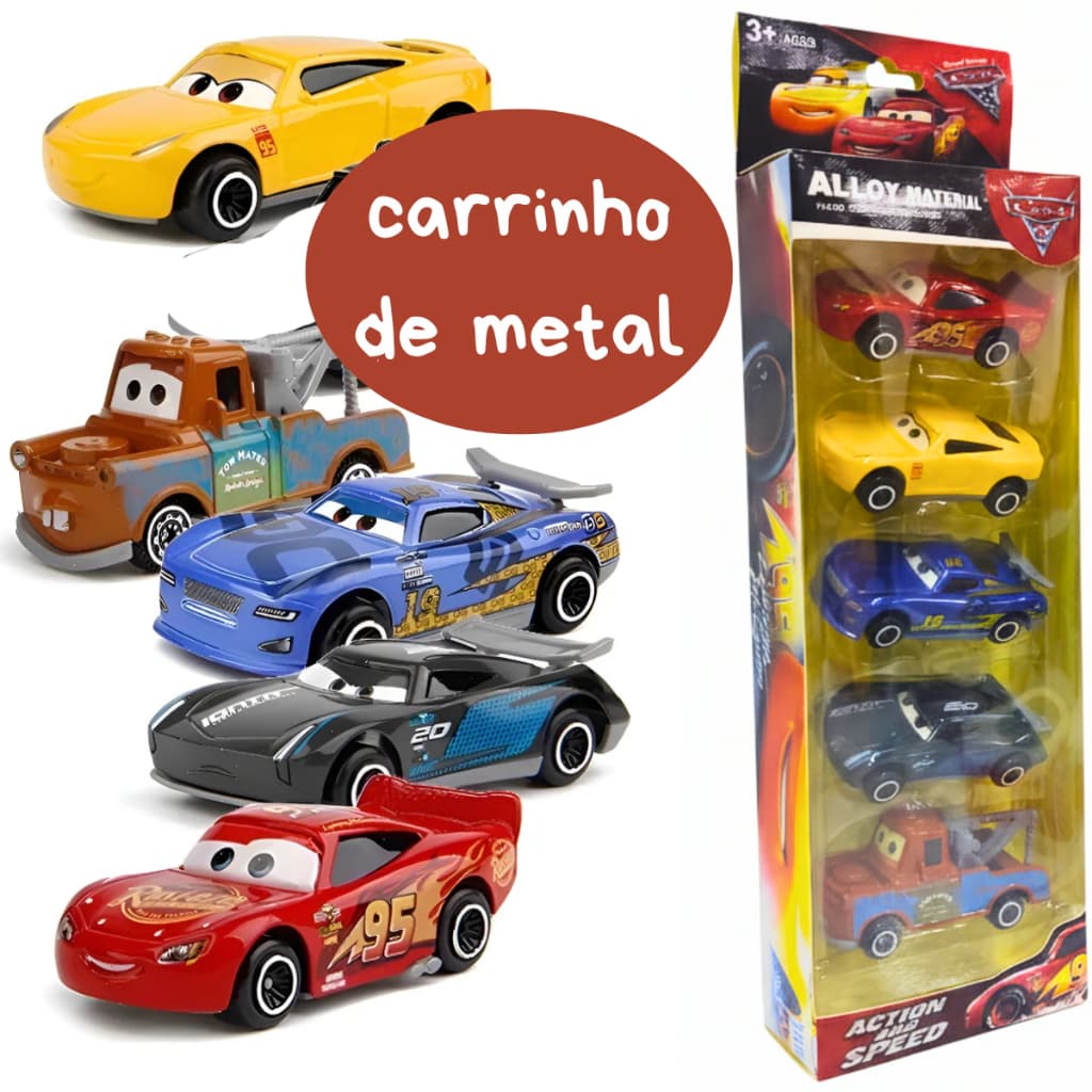 Kit 5 Carrinhos Relampago MCqueen De Metal Carrinhos de Ferro Resistente Miniatura Coleção