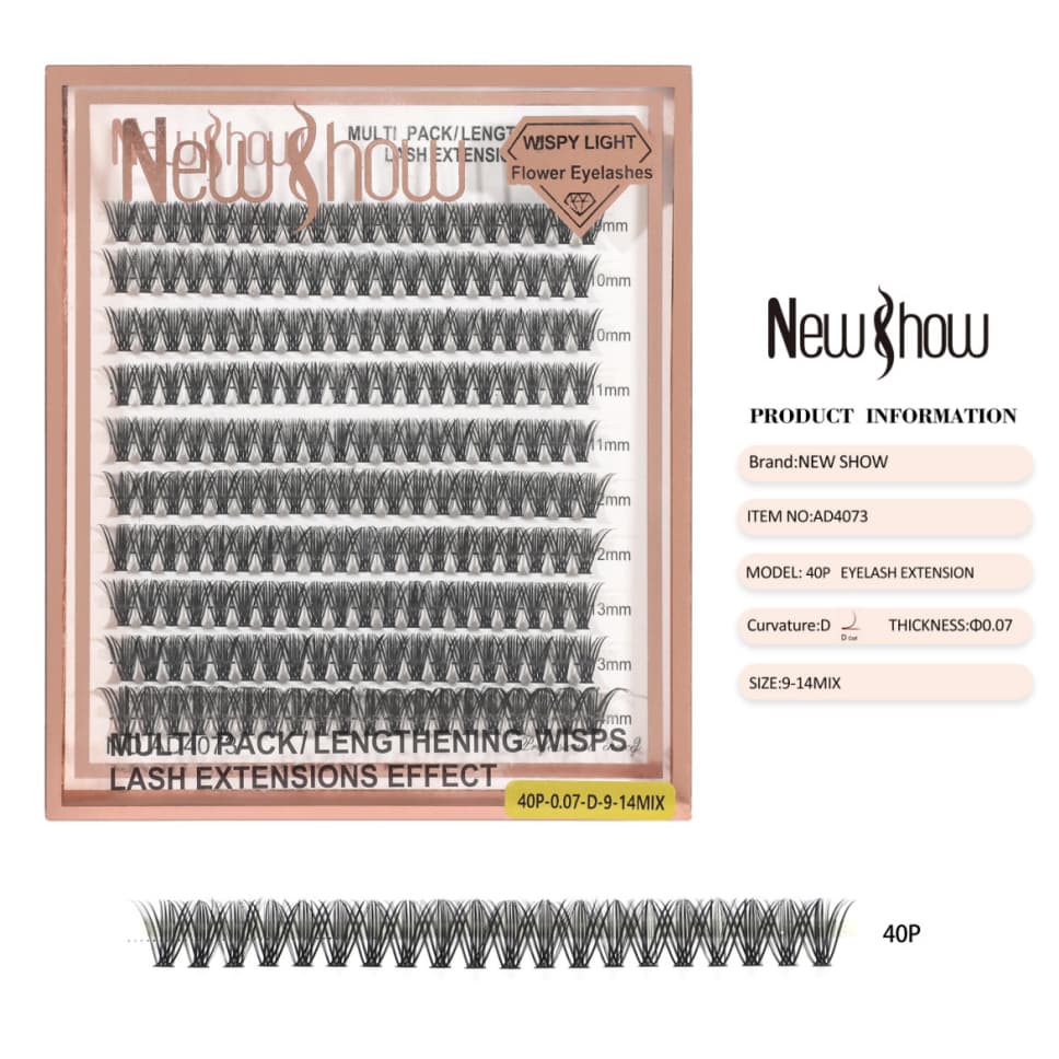 New Show Cartela De Cilios Tufo Tufinho 10P/20P/30P/40P-0.07D 9-14Mix Fácil e Rápida Aplicação para Extensão