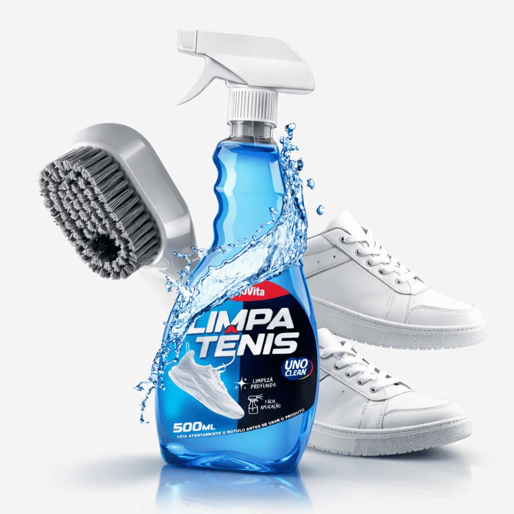 Kit Limpa Tênis + Escova Spray Premium Espuma de Limpeza Profunda Remove Manchas