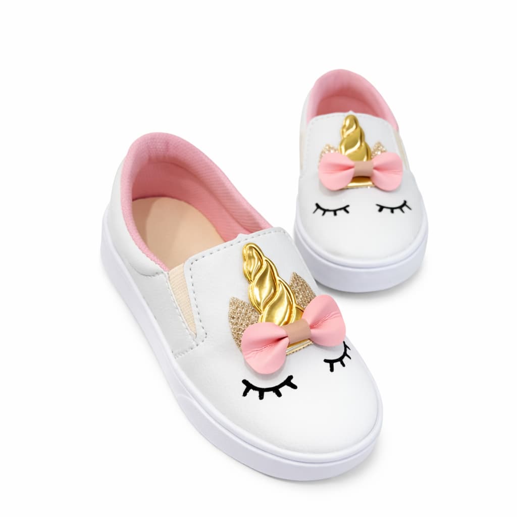 Tênis Sapatilha Iate Unicórnio , Infantil e Bebe, Branco e Rosa