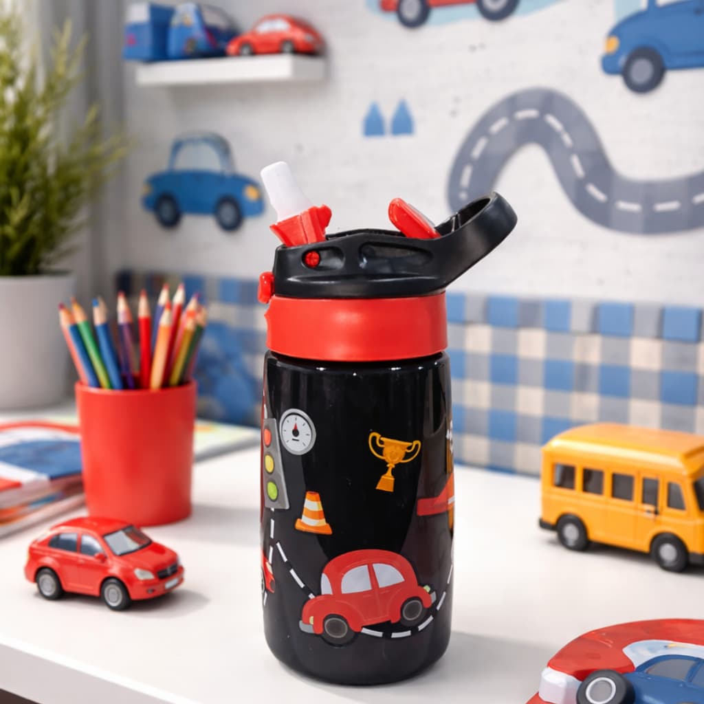 Garrafa / Squeeze  Modelo Carro  com Bico de Silicone Infantil Plástico / Garrafa de água Infantil 450ml