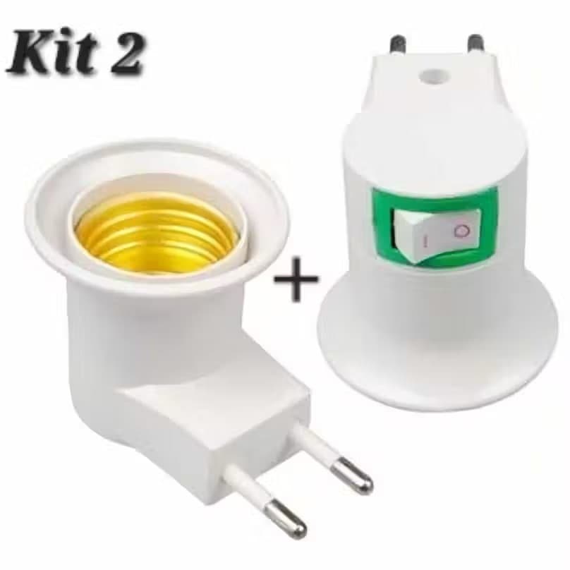 KIT 2 Soquete Bocal P/lâmpada E27 Tomada Botão Liga Desliga