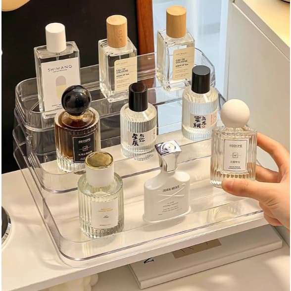 ✨Organizador de Cosméticos e Perfumes com  3 Andares  Transparente e Multiuso