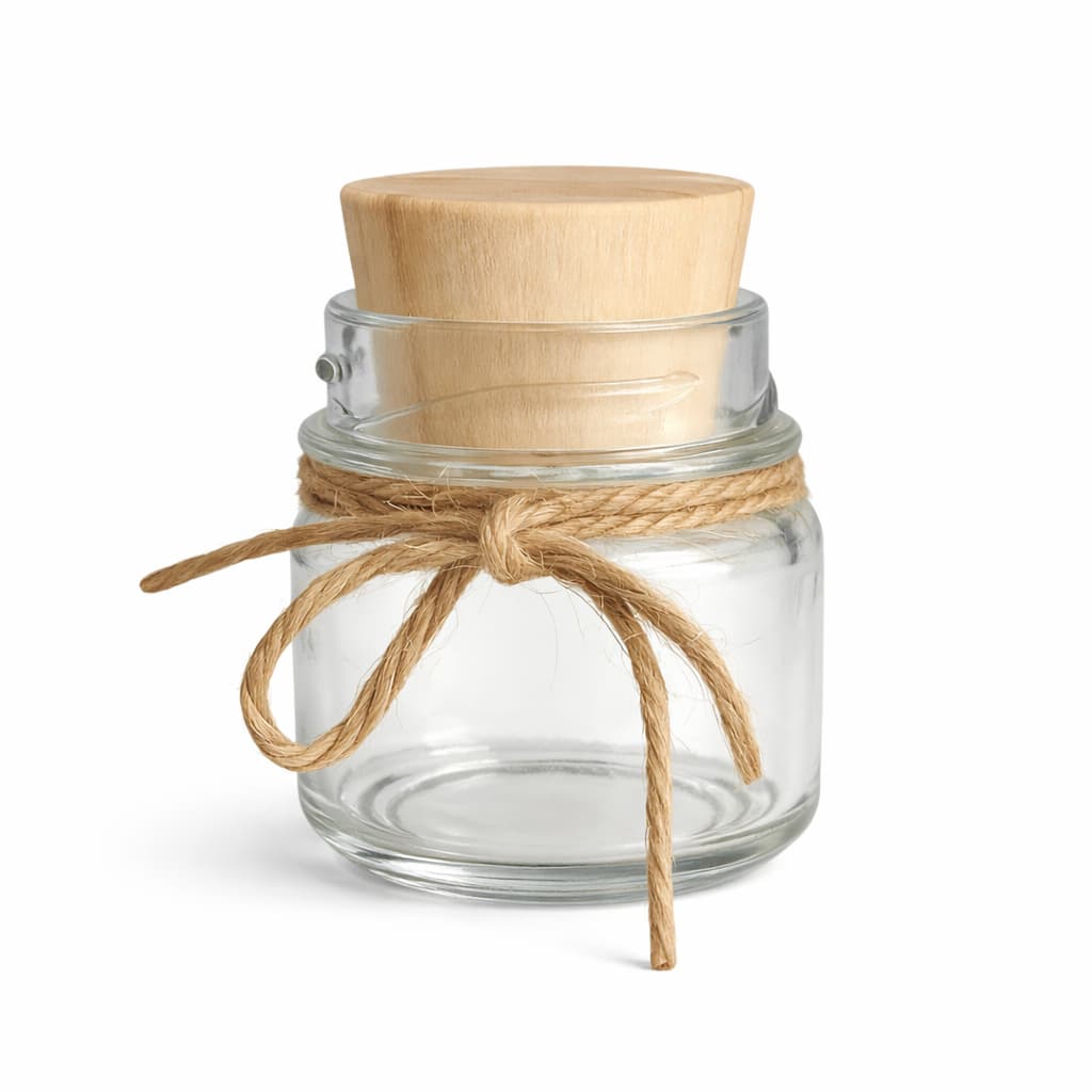 Kit Potinhos de Vidro 40ml com Tampa Madeira Para Mini Velas Lembrancinhas de Casamento Decoração Mini Velas