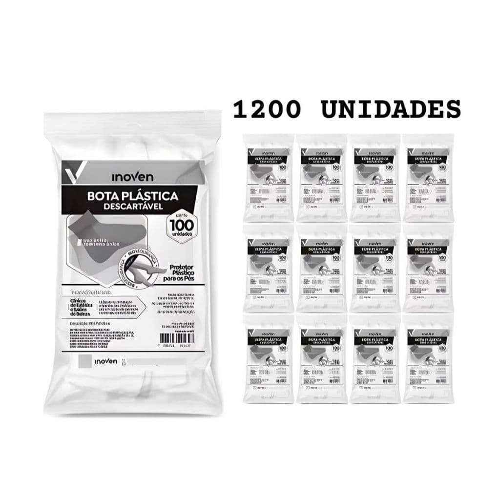 Bota Plástica Kit 12 Pac / 1200 Unidades Descartável Pro pé