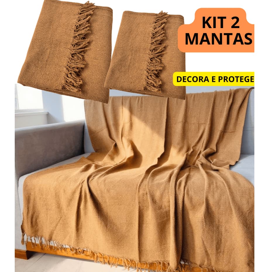 Kit 2 Mantas Para Sofá 2.10 comprimento x 1.20 largura Novas Cores Costura Reforçada 100% Algodão Decorativa