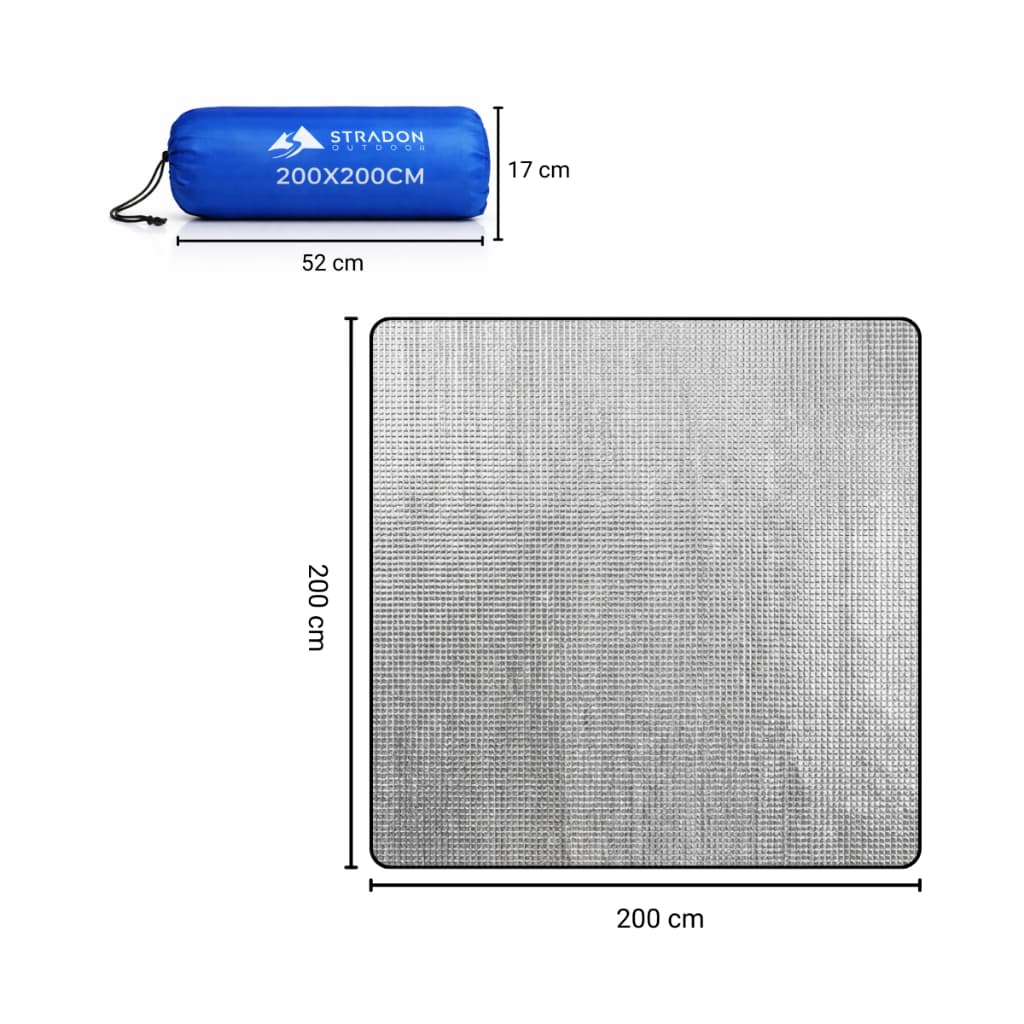 Tapete Isolante Termico Dupla Face Aluminio e Espuma Impermeavel para Camping Praia e Piquenique
