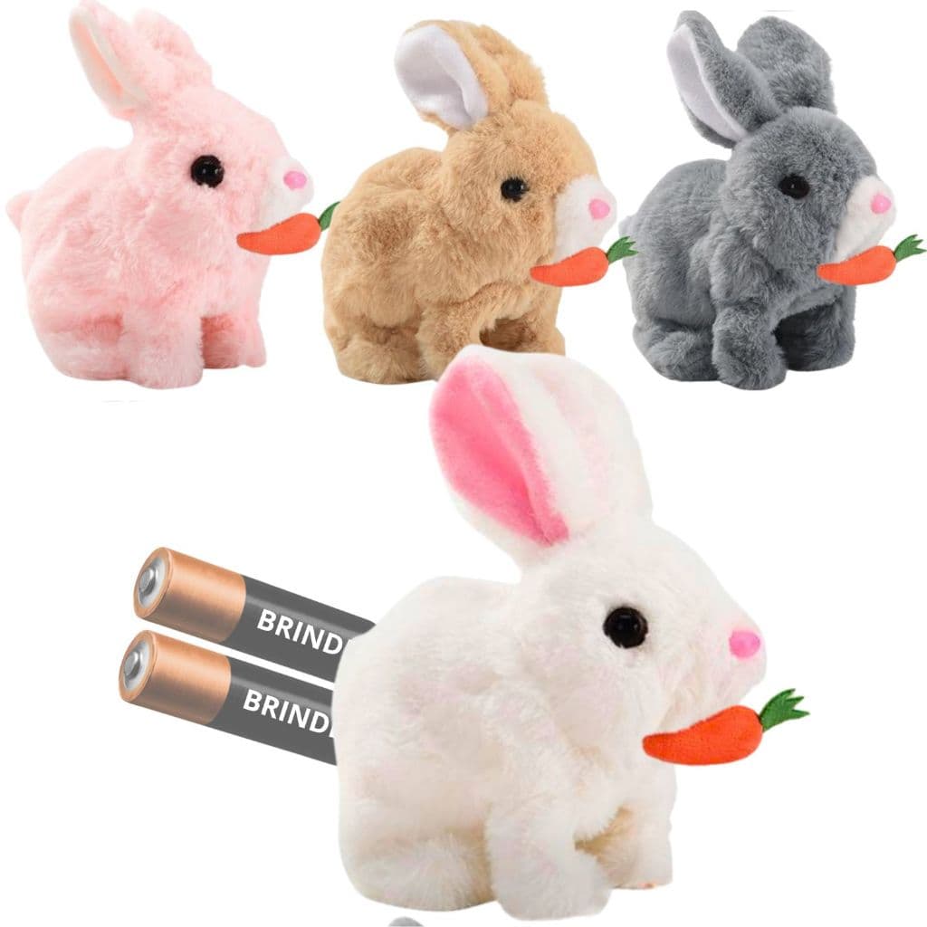 Coelho de pascoa de pelúcia infantil brinquedo pula anda e emite som interativo educativo divertido coelhinho criança