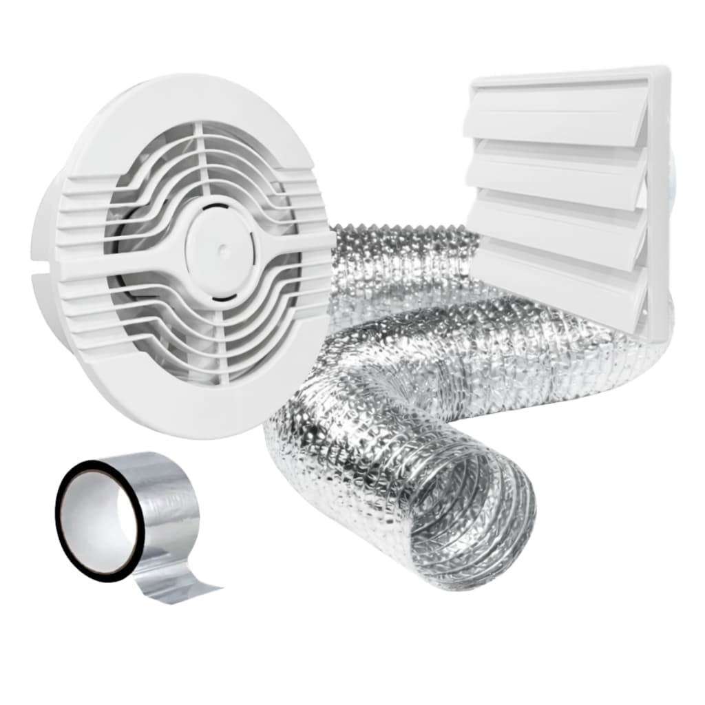 Exaustor Ventilador Banheiro 100mm Com Grade  E Duto Silencioso Banheiro Lavabo Closet 110v 220v