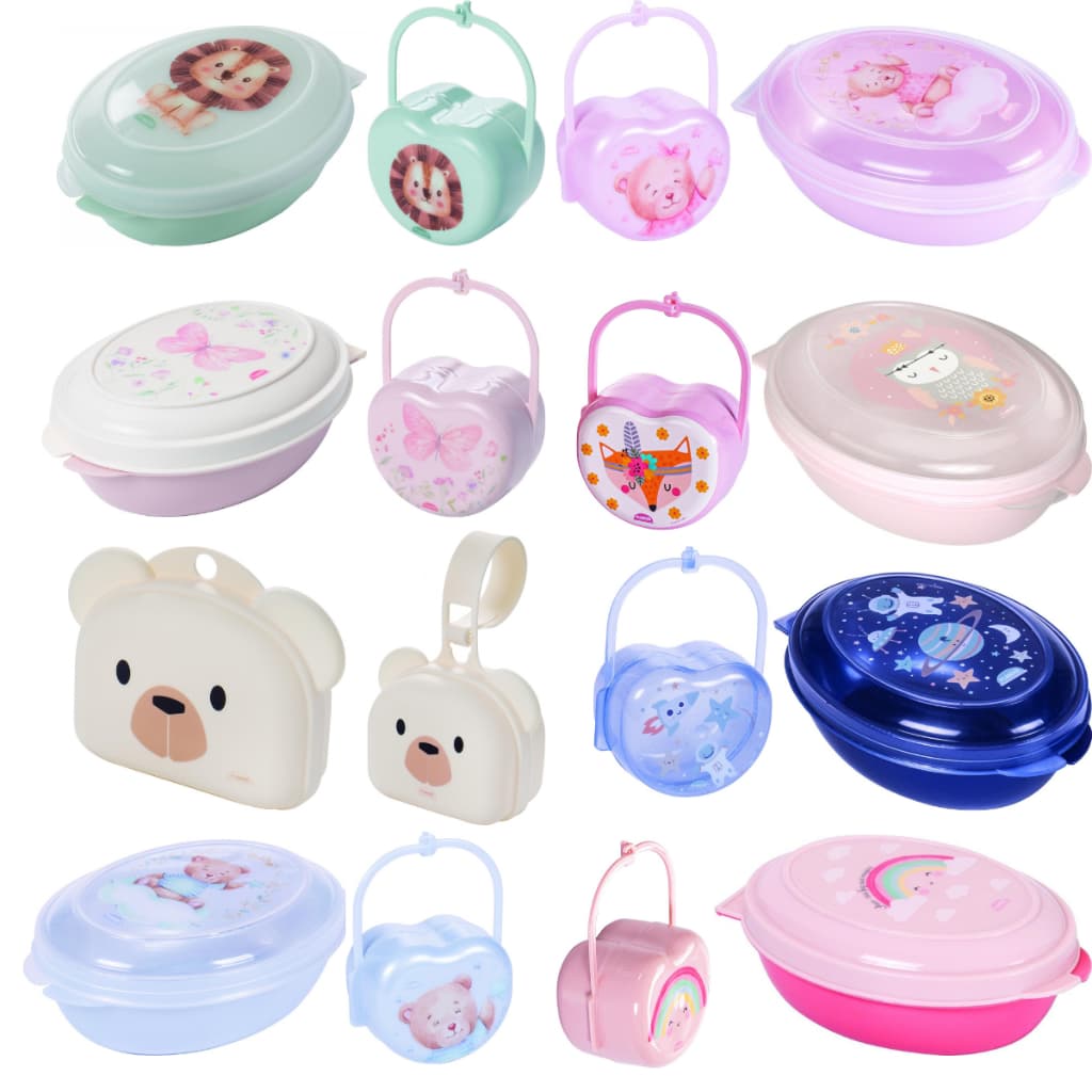 Kit Porta Chupeta e Saboneteira Para Bebê Infantil Menino e Menina - Plasútil