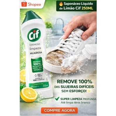 CIF Cremoso Limão 250ml  Limpeza Milagrosa Sem Esforco