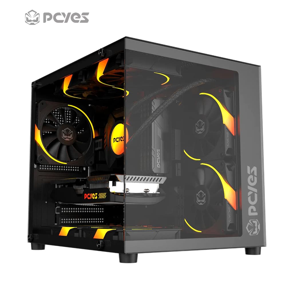 Gabinete Gamer Pcyes Forcefield Mini Black Vulcan - Gffmnbv