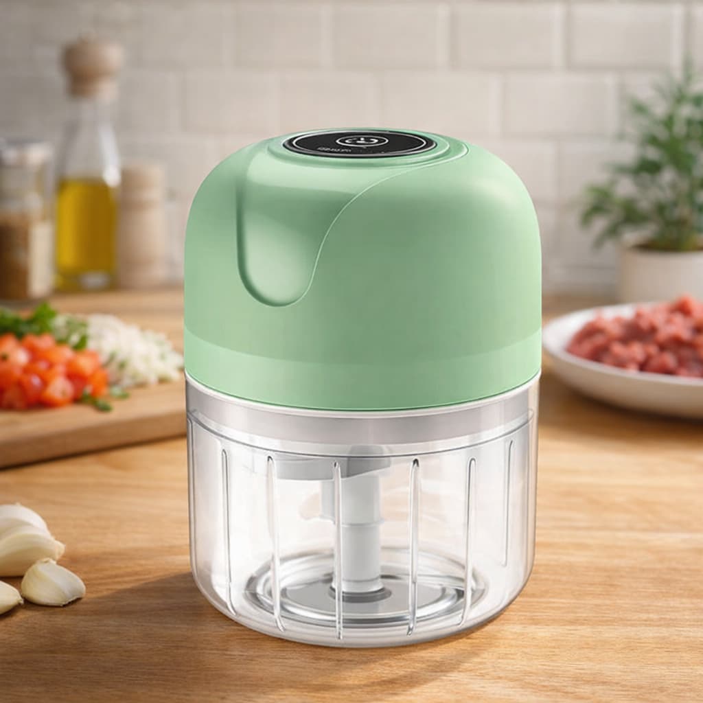Mini Processador Elétrico Moedor Carne Vegetais Alho Fruta Amendoim Recarregável USB 250ml